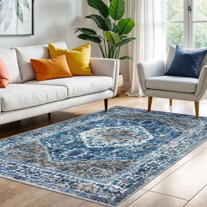 VIKAMA Persian Flannel Carpet Living Room Mat Hallway Mat Sofa Mat Bedroom Bedside Rug Long Rug Non-slip Washable Home Decor