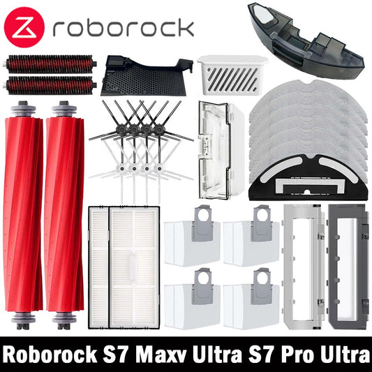 Escova Principal Lateral Mop Filtro Hepa Saco de Pó Escova de Limpeza Rolante Acessórios para Aspirador Robô Roborock S7 Maxv Ultra S7 Pro Ultra