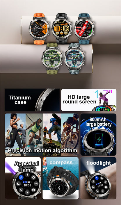 2025 Novo Relógio de Luxo Moderno 5ATM HT30 GPS Bússola Smartwatch Esportivo Masculino Externo AMOLED 366*366 NFC Frequência Cardíaca IP68 Smartwatch