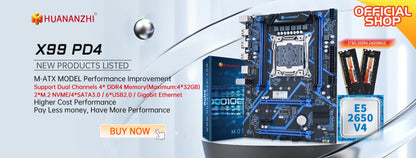 Placa-mãe HUANANZHI X99 BD4 LGA 2011-3 XEON X99 suporta Intel E5 2640 2666 2670 2696 2678 V3 V4 DDR4 RECC NON-ECC NVME NGFF