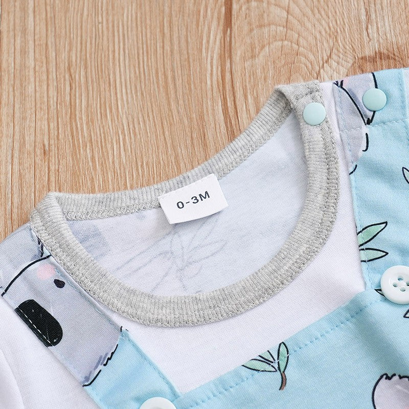 Macacão Estampa Coala Unissex para Bebês Recém-nascidos Roupa de Verão Manga Curta 0-18 Meses Pijama Infantil Peça Única