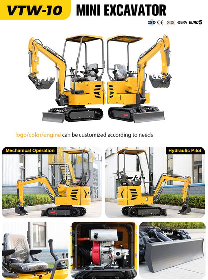 Mini Escavadeira 1 Ton Motor Kubota EURO 5 China Barato 2 Ton Escavadeira de Esteira 1.8 Ton para uso doméstico Escavadeira agrícola de 3 Ton para venda personalizada