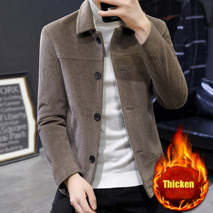 Autumn Winter Short Woolen Coat Merino Wool Men Korean Mink Imitation Jacket Trendy Heavy Clothes Mens Overcoat Heren Jas
