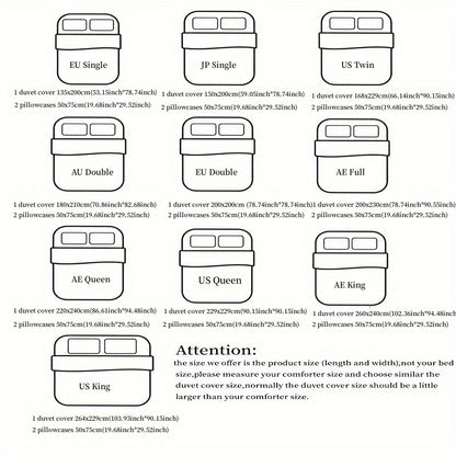 3pcs Korean style Duvet Cover Set (1*Duvet Cover + 2*Pillowcase, Without Core), Lace embroidery Bedding Set