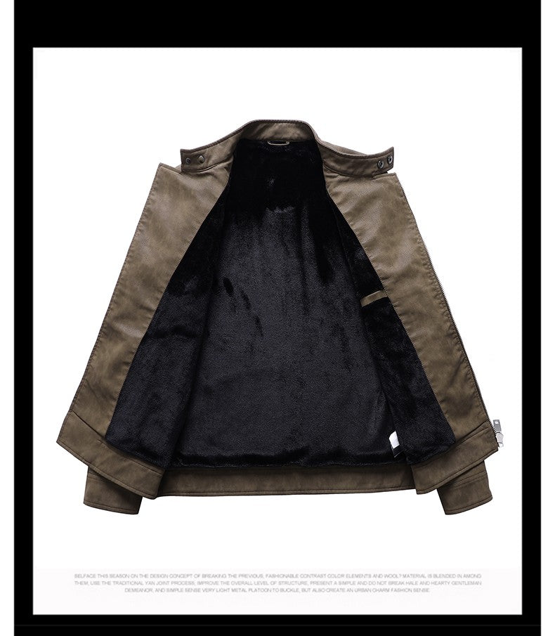 Jacket Men Coat Winter Leather Bomber Genuine Casual Brown Jackets Coats Faux Leather Vintage Black Biker Jacket Men Windproof