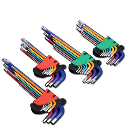 Conjunto de Chaves Allen Kit de Chaves L Para Parafuso Allen 9 Peças Conjunto de Chaves Hexagonais de Braço Longo de 1,5 mm a 10 mm Ferramentas Manuais de Chave Hexagonal Para Reparo de Bicicleta