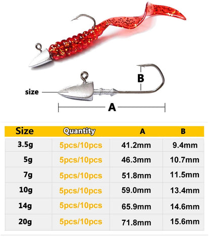 5 anzóis com cabeça triangular 3,5g 5g 7g 10g 21g 35g Anzol tipo barco Equipamento de pesca Texas Rig Pesca Chumbada Pesca Isca Artificial