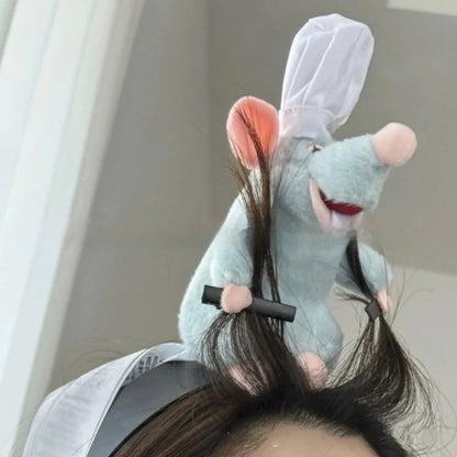 Tiara Ratatouille Novo Desenho Animado Pelúcia Faixa de Cabelo Presilha Francesa de Aba Larga Acessório de Cabelo para Fotos Presente Criativo para Meninas