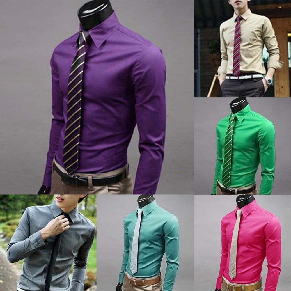 M - 5XL Men Business Shirt Long Sleeved Slim Solid Color Casual Plus Size Social Men Shirt ??????? ??????? camisa masculina