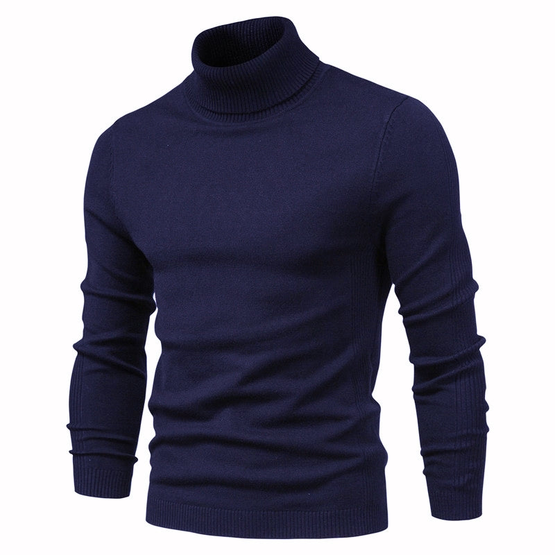 2021 New Winter Men Turtleneck Sweater Casual Solid Color Warm Pullover High Quality Slim High Neck Long Sleeve Sweater Men