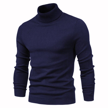 2021 New Winter Men Turtleneck Sweater Casual Solid Color Warm Pullover High Quality Slim High Neck Long Sleeve Sweater Men