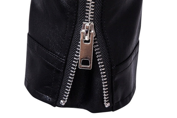 Boutique Punk Men PU Leather Jacket Motorcycle Fashion Slim Fit Leather Coat