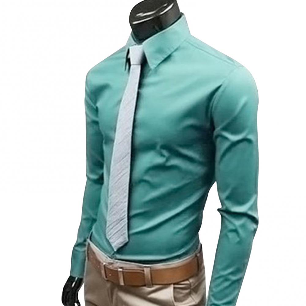M - 5XL Men Business Shirt Long Sleeved Slim Solid Color Casual Plus Size Social Men Shirt ??????? ??????? camisa masculina