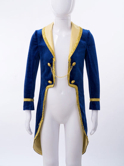 Boys Girls Prince Tuxedo Jacket Turn-Down Collar Coat Halloween Masquerade Theme Party Cosplay Costume Birthday Party Tailcoat