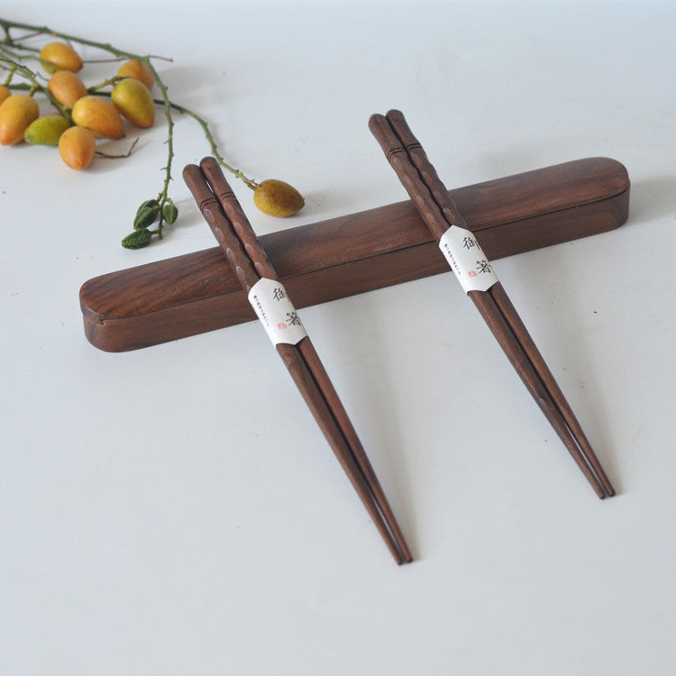 2 pares Criativo Chinês nogueira preta tartaruga concha tangente pauzinhos de madeira presente de família pauzinhos de madeira