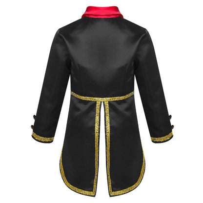 Boys Girls Prince Tuxedo Jacket Turn-Down Collar Coat Halloween Masquerade Theme Party Cosplay Costume Birthday Party Tailcoat