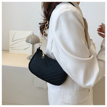 Mini Shoulder Bags for Women Fashion Felt Women's Bag Design Advanced Underarm Handbags Beautiful Purses Crescent SaddleBag 2024