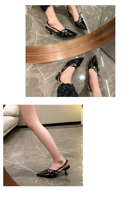 2025 Summer New Pointed Simple Shallow Mouth Comfortable Women's Gladiator sandals Outwear Back Strap Women High Heeled Sandals