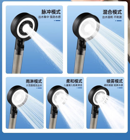 Black 5 Modes Shower Head Adjustable High Pressure Water Saving Portable Filtered Shower Head Faucet Tap Bathroom Accessories