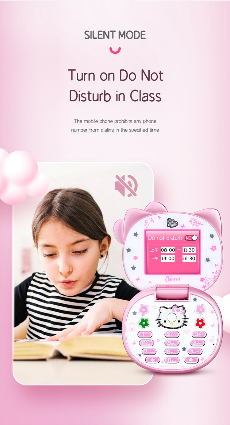 2024 Novo Telefone Dobrável Kawaii Sanrio Hello Kitty Desenho Animado Fofo Infantil Branco Rosa Mini Telefone Presentes de Aniversário Para Crianças Brinquedos Para Meninas