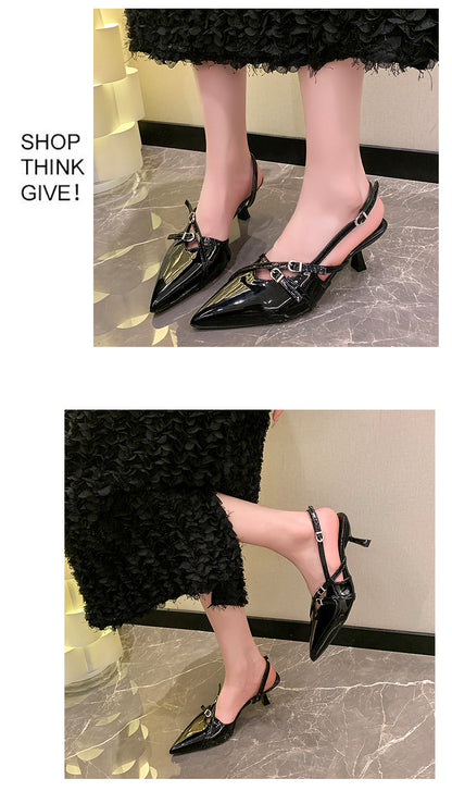 2025 Summer New Pointed Simple Shallow Mouth Comfortable Women's Gladiator sandals Outwear Back Strap Women High Heeled Sandals