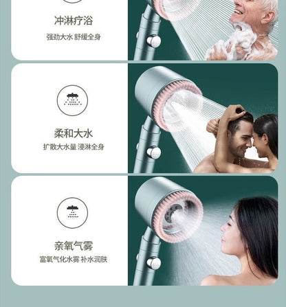 Chuveiro Booster 5 Modos com Escova Massageadora de Alta Pressão para Economia de Água Portátil Filtro de Banheiro com Mangueira e Suporte