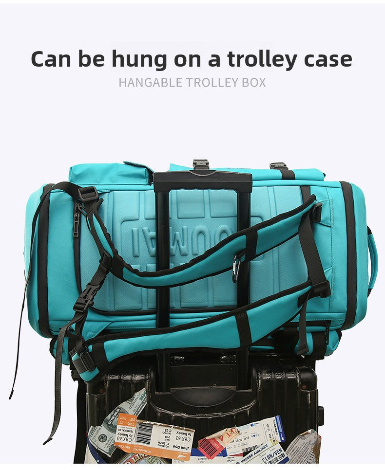 KLQDZMS Women's Ski Backpack Multifunctional Luggage Bag Multifunctional Oxford Cloth Checked Storage Bag Men's Travel Handbag