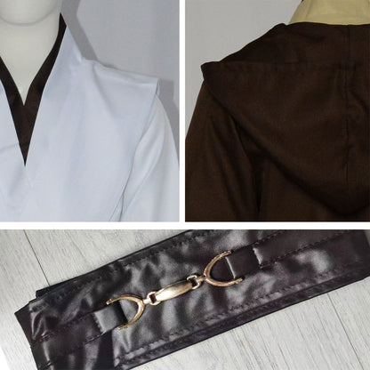 Obi Wan Kenobi Men Robe Jedi Knight Tunic Costume Hooded Uniform Full Set for Halloween Carnival Role Playing Costume