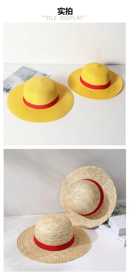 One Piece Cap Straw Hat For Girl Boy Summer Sun Hat Luffy Performance Animation Cosplay Flat Cap Japanese Cartoon Props Hats