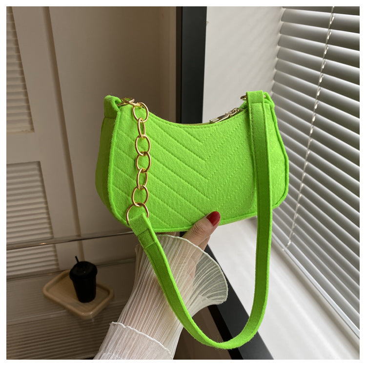 Mini Shoulder Bags for Women Fashion Felt Women's Bag Design Advanced Underarm Handbags Beautiful Purses Crescent SaddleBag 2024
