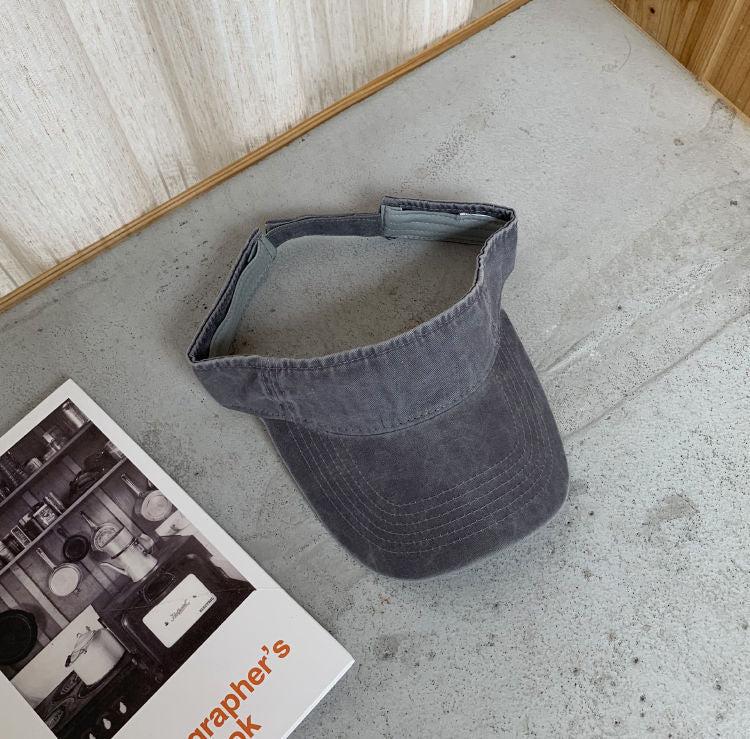 Chapéus de Sol de Verão Algodão Lavado Viseira Topo Aberto Feminino Masculino Esporte Viagem Chapéu de Praia Cor Sólida Protetor Solar Anti Uv Viseira Bonés de Golfe
