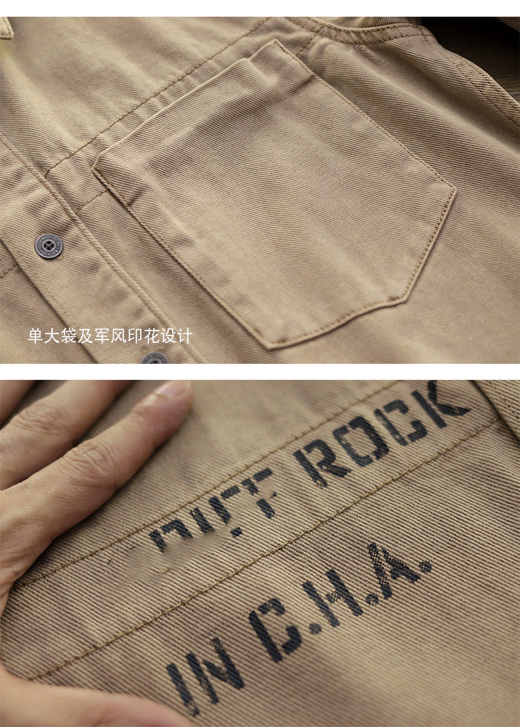 Sansour 2023 New 100% Cotton Military Shirt Men Long Sleeve Casual Dress Shirt Male Cargo Work Shirts With Embroidery