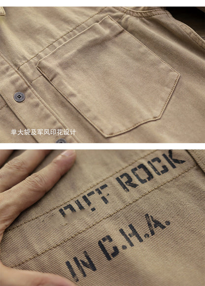 Sansour 2023 New 100% Cotton Military Shirt Men Long Sleeve Casual Dress Shirt Male Cargo Work Shirts With Embroidery