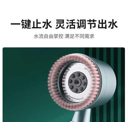 Chuveiro Booster 5 Modos com Escova Massageadora de Alta Pressão para Economia de Água Portátil Filtro de Banheiro com Mangueira e Suporte