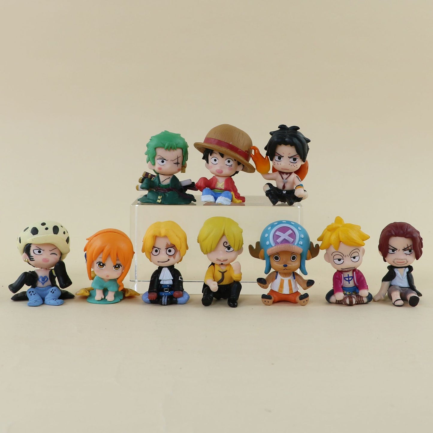 Conjunto de 10 Bonecos de One Piece Luffy Law Sabo Zoro Sanji Nami Chopper Marco Ace Roger Action Figurine Modelo Bonecas Brinquedos de Presente