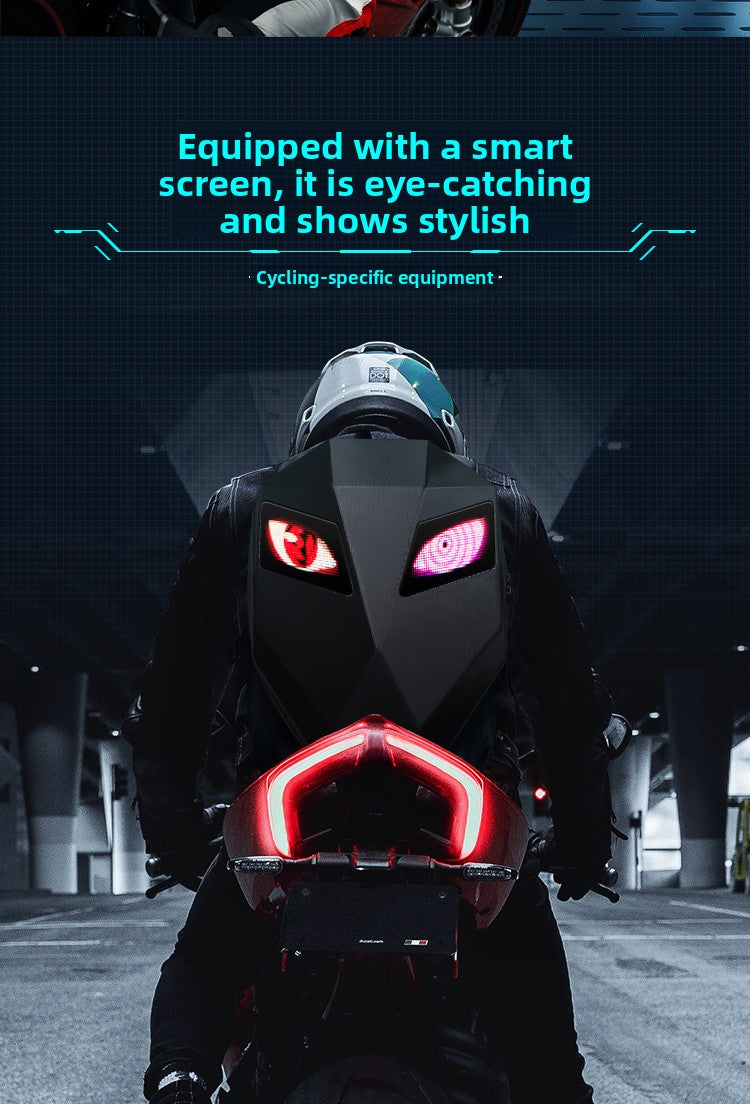 KLQDZMS Motorcycle Backpack LED Light-emitting Waterproof Motorcycle Helmet Shoulder Bag Men's ABS + PC Laptop Riding Schoolbag