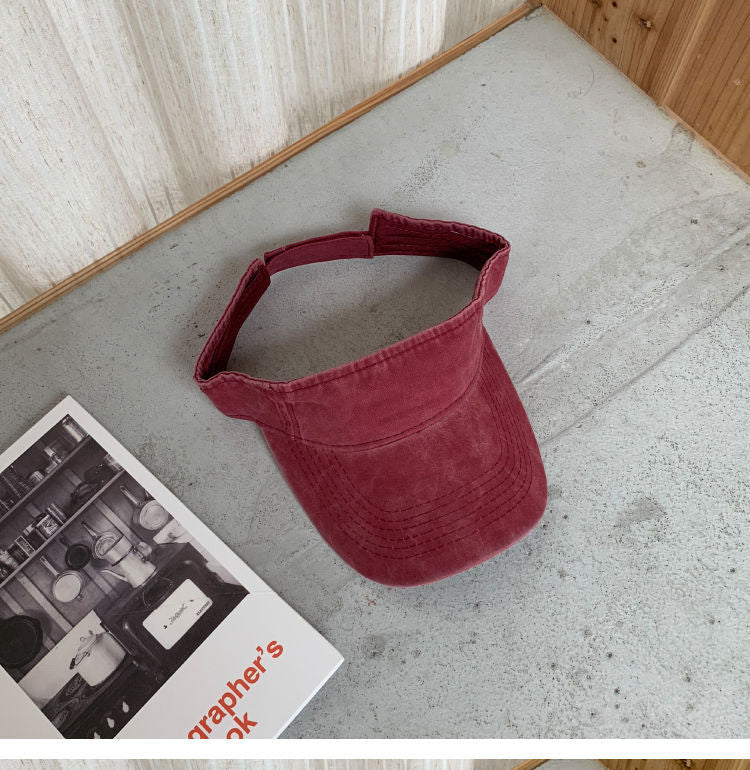 Chapéus de Sol de Verão Algodão Lavado Viseira Topo Aberto Feminino Masculino Esporte Viagem Chapéu de Praia Cor Sólida Protetor Solar Anti Uv Viseira Bonés de Golfe