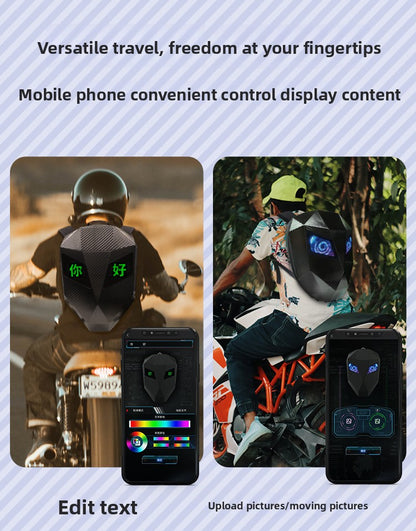 KLQDZMS Men's Backpack PC Laptop Shoulder Bag LED Light-emitting Cycling Schoolbag Expandable Waterproof Motorcycle Helmet Bag