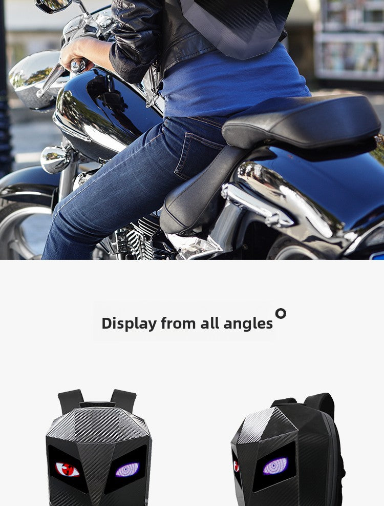 KLQDZMS Men's Backpack PC Laptop Shoulder Bag LED Light-emitting Cycling Schoolbag Expandable Waterproof Motorcycle Helmet Bag