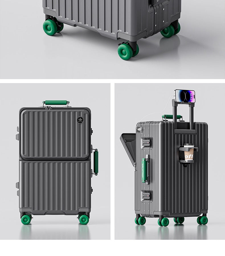 COLENARA Multifunctional Suitcase Front Opening Boarding Case Laptop Trolley Case USB Charging 20"24"26 Inch Travel Luggage
