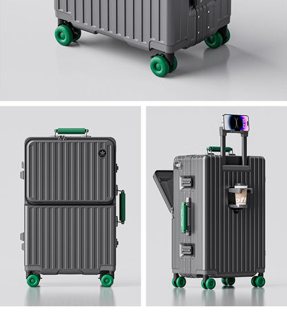 COLENARA Multifunctional Suitcase Front Opening Boarding Case Laptop Trolley Case USB Charging 20"24"26 Inch Travel Luggage