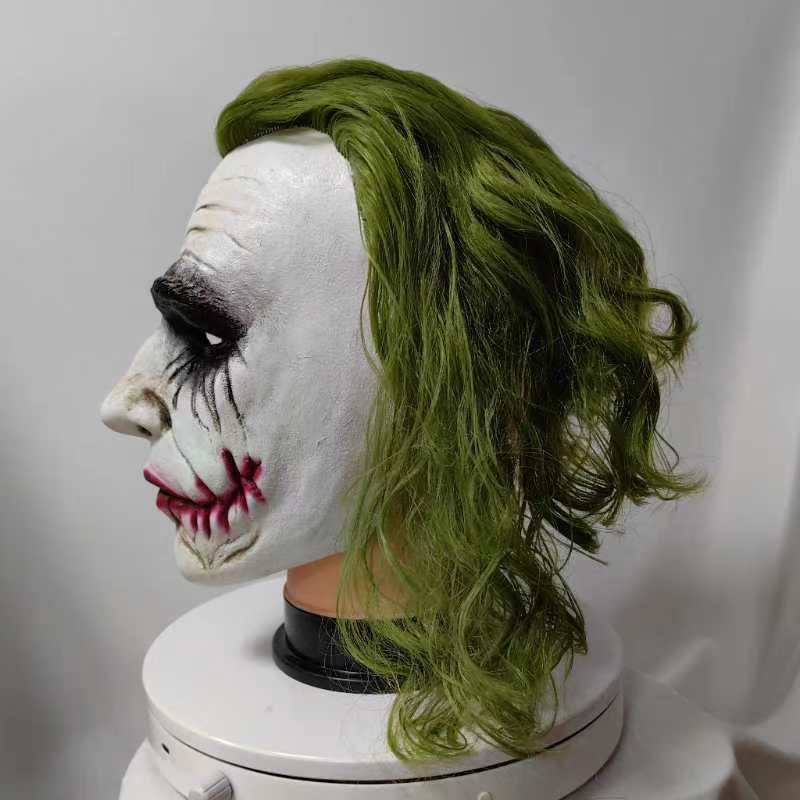 2025 The Dark Knight Joker Cosplay Mask Green Hair Halloween Party Unisex Adult One Size Latex Mask Clown Bat Knight