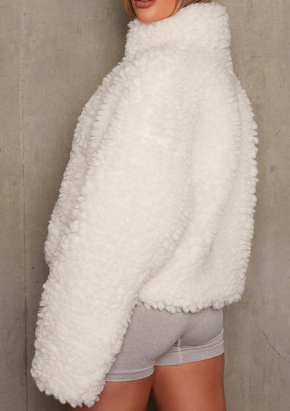 Winter Lamb Wool Short Coat For Women Thicken Warm Long Sleeve Turtleneck Jackets 2023 Autumn Fashion Streetwear Ladies Overcoat