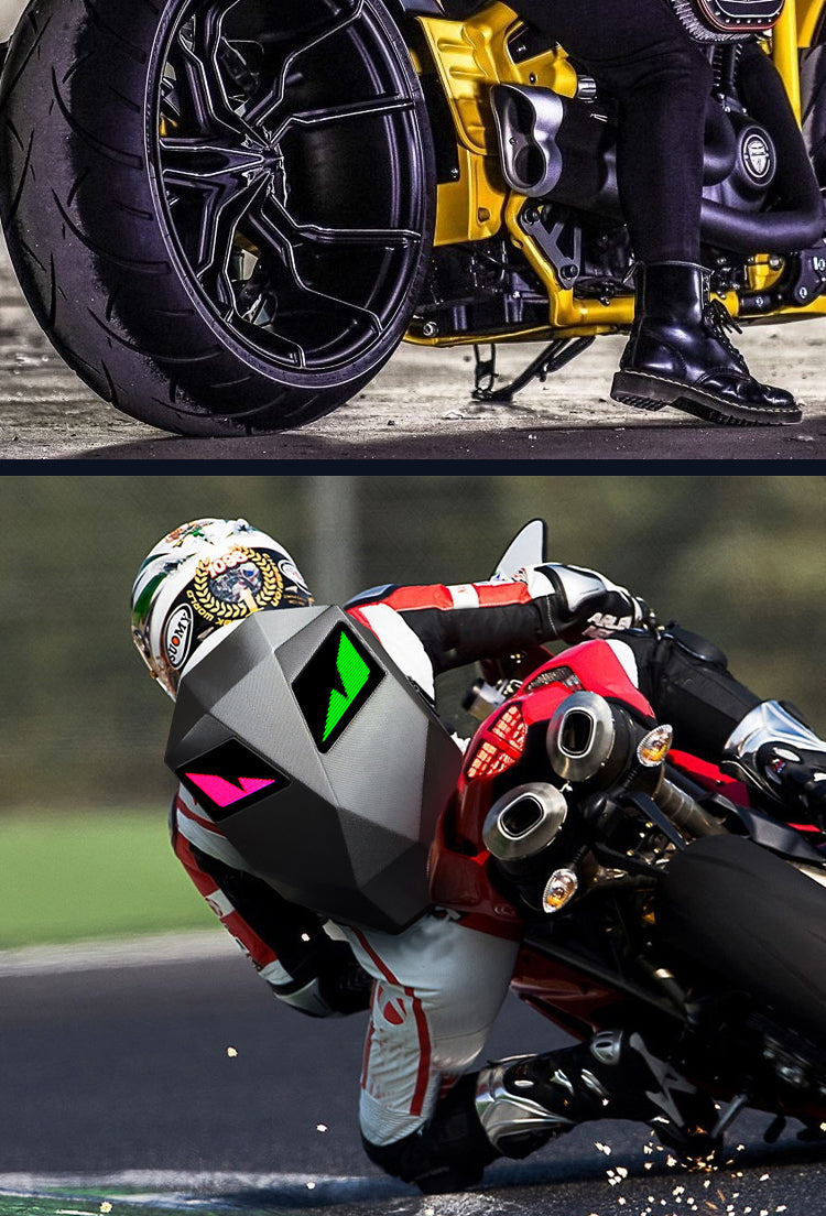 KLQDZMS Motorcycle Backpack LED Light-emitting Waterproof Motorcycle Helmet Shoulder Bag Men's ABS + PC Laptop Riding Schoolbag