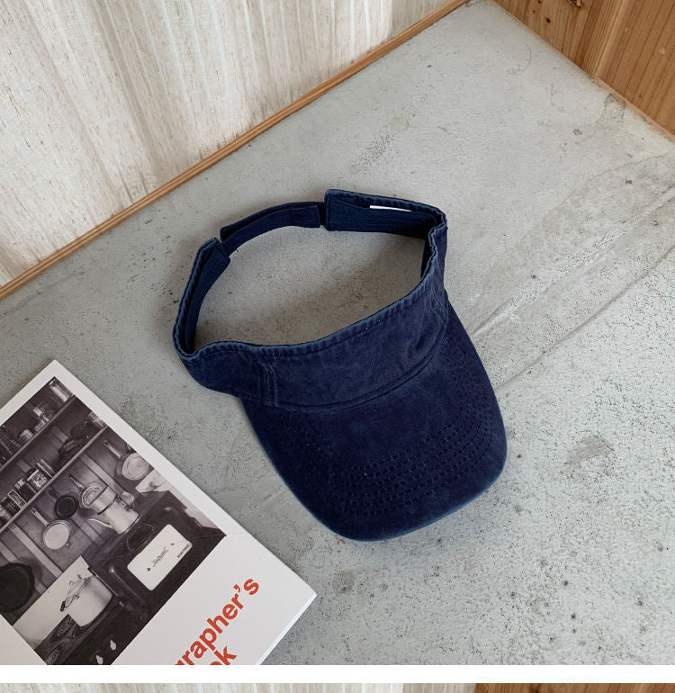 Chapéus de Sol de Verão Algodão Lavado Viseira Topo Aberto Feminino Masculino Esporte Viagem Chapéu de Praia Cor Sólida Protetor Solar Anti Uv Viseira Bonés de Golfe