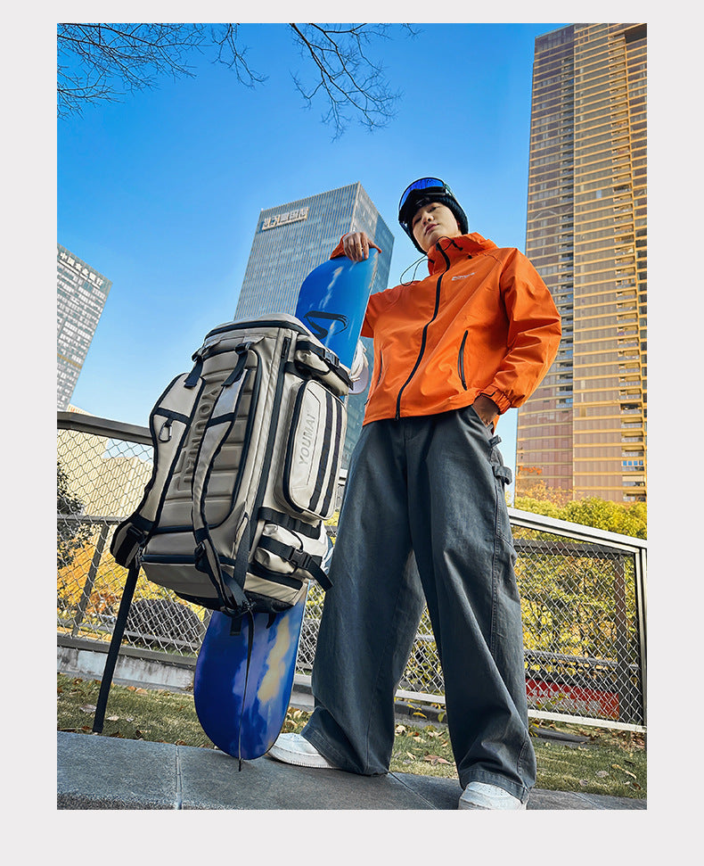 KLQDZMS Women's Ski Backpack Multifunctional Luggage Bag Multifunctional Oxford Cloth Checked Storage Bag Men's Travel Handbag