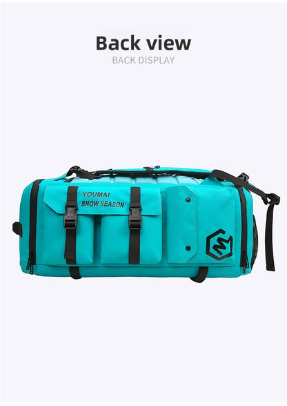 KLQDZMS Women's Ski Backpack Multifunctional Luggage Bag Multifunctional Oxford Cloth Checked Storage Bag Men's Travel Handbag