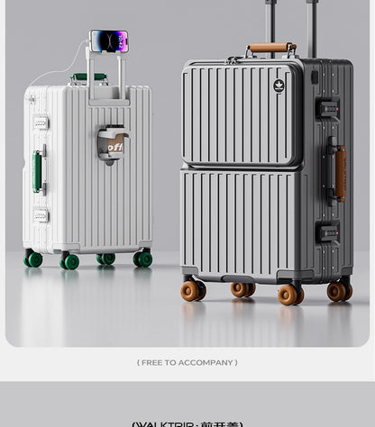 COLENARA Multifunctional Suitcase Front Opening Boarding Case Laptop Trolley Case USB Charging 20"24"26 Inch Travel Luggage