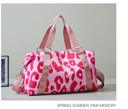 Large Capacity Travel Bag Wet Dry Shoulder Luggage Handbag Leisure Sports Fitness Bag Leopard Print Beach Bags Women's Backpack