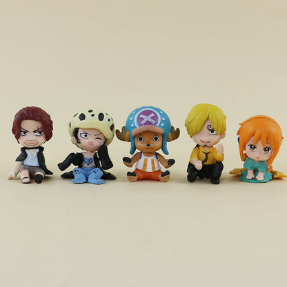 Conjunto de 10 Bonecos de One Piece Luffy Law Sabo Zoro Sanji Nami Chopper Marco Ace Roger Action Figurine Modelo Bonecas Brinquedos de Presente